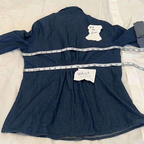 One jeanswear junior szXL denim button front adjustable sleeve elastic back EUC - Picture 5 of 8